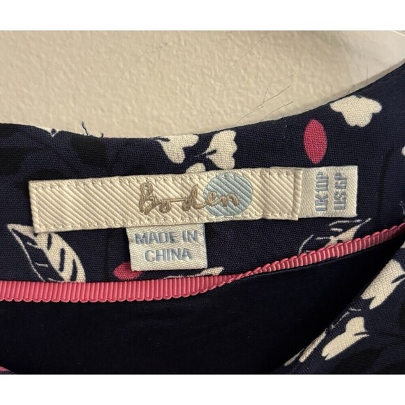 BODEN Delia Sheath Dress Women 6 Petite Navy Floral Bell 1/2 Sleeve Knee Career - Picture 3 of 14